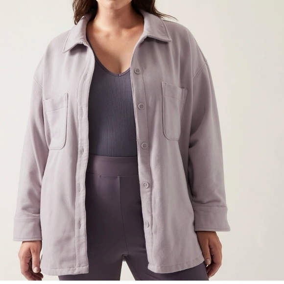 Athleta Jackets & Blazers - Athleta retroplush shirt jacket in tinsil purple